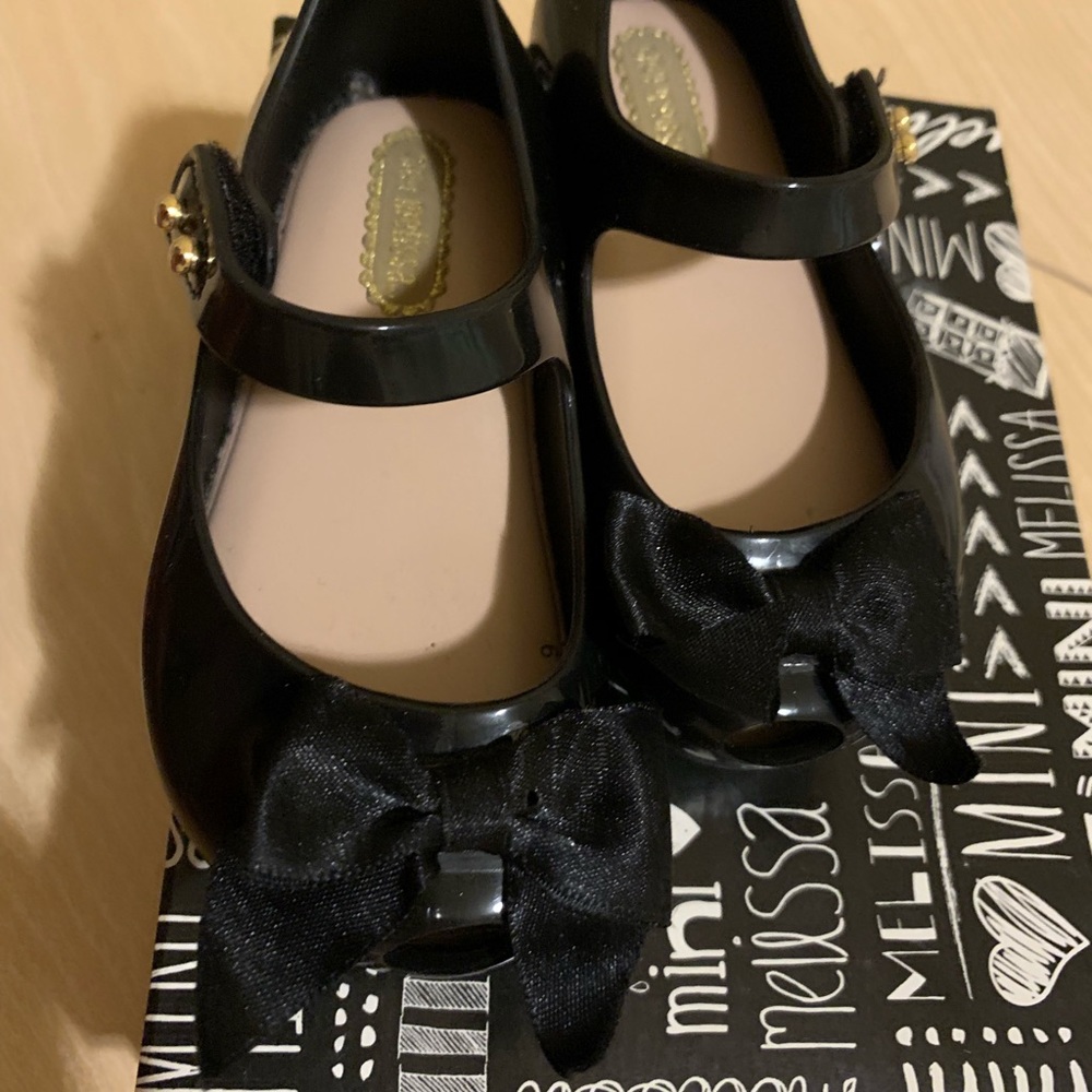 Toddler Mini Melissa Black Bow Shoes Size 6